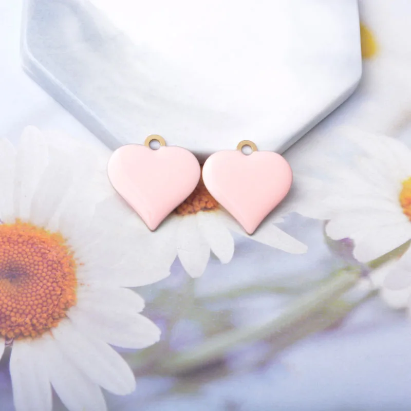 10 Stück Kupfer Beidseitig Emaillierte Herz-Anhänger Bunte Damen Halskette Ohrringe Öltropfen Liebesanhänger DIY Schmuckzubehör – Detail 7