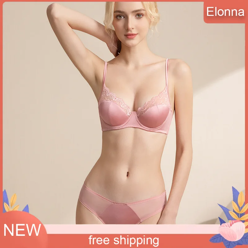 

French sexiness pink Wedding Night Lingerie Bra Set Lace Bralette Thin Adjustable & Cinched for Small Chest Ultra Thin