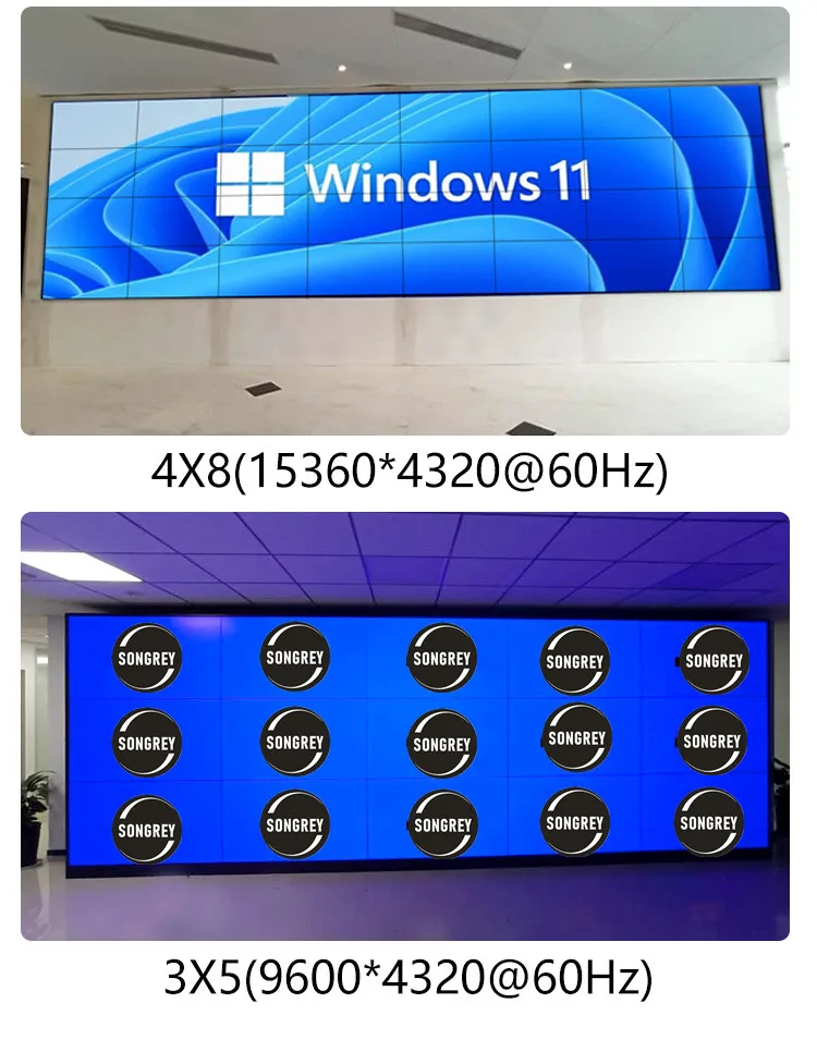 SONGREY Procesador de empalme de pantalla múltiple , instalación de pared de video, compatible con 8-24 pantallas, procesador de pantalla de empalme, servidor PC Host PC