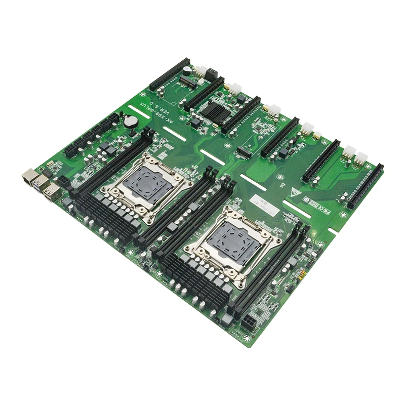 Placa base de ordenador para estación de trabajo, placa base de alta calidad Dual Xeon E5 LGA2011-3, LAN única 8 DDR4 SATA M-SATA 6 GPU PCI-E M.2