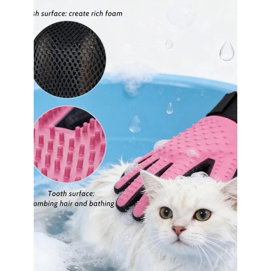 

【New Arrival】Pet Grooming Bath Glove, Silicone Massage Brush for Dogs Cats, Dual-Use Hair Remover & Shedding Mitt for Short Long Fur