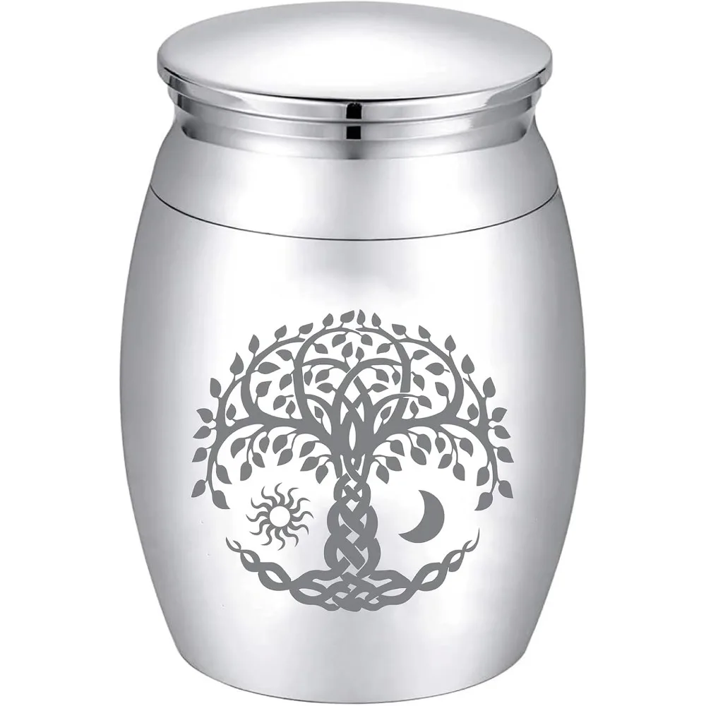 Small Urns for Ashes Mini Cremation Urns Ashes Keepsake Memorial Stainless Steel Metal Funeral Urn Sun Moon Burial for Pet Human