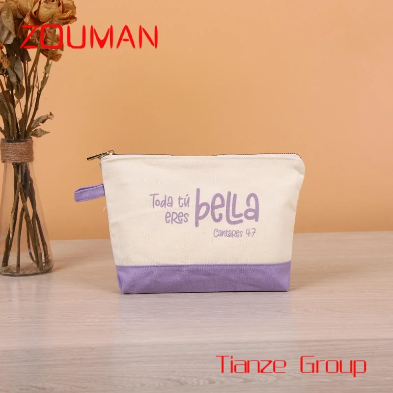 Bolsa de maquiagem lavável com logotipo pessoal, lona de algodão, maquiagem reutilizável, sacos cosméticos, impressão do logotipo personalizado, zíper, promocional