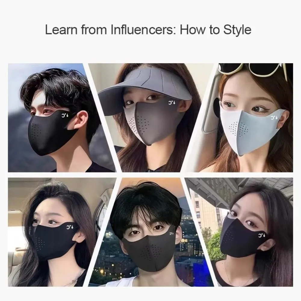 

Fashion Breathable Sun Protection Mask UPF50+ Anti-UV Face Cover Washable Multiple Color Ice Silk Mask Unisex