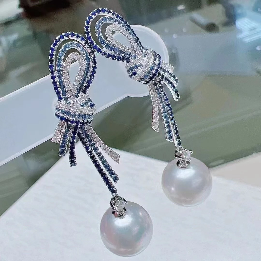 

Bow Knot 925 Sterling Silver Earrings Base Findings Mountings Jewelry Mounts Fittings Women's Accessories for 9-15mm Pearls