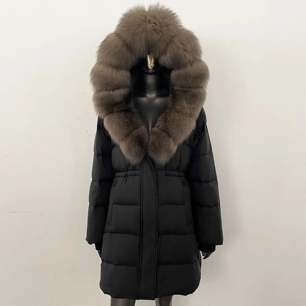 OFTBUY パファージャケット レディース 暖かい 本物の毛皮コート 冬用 天然アライグマの毛皮 冬用 ダックダウンコート 女性用 フード付き 取り外し可能