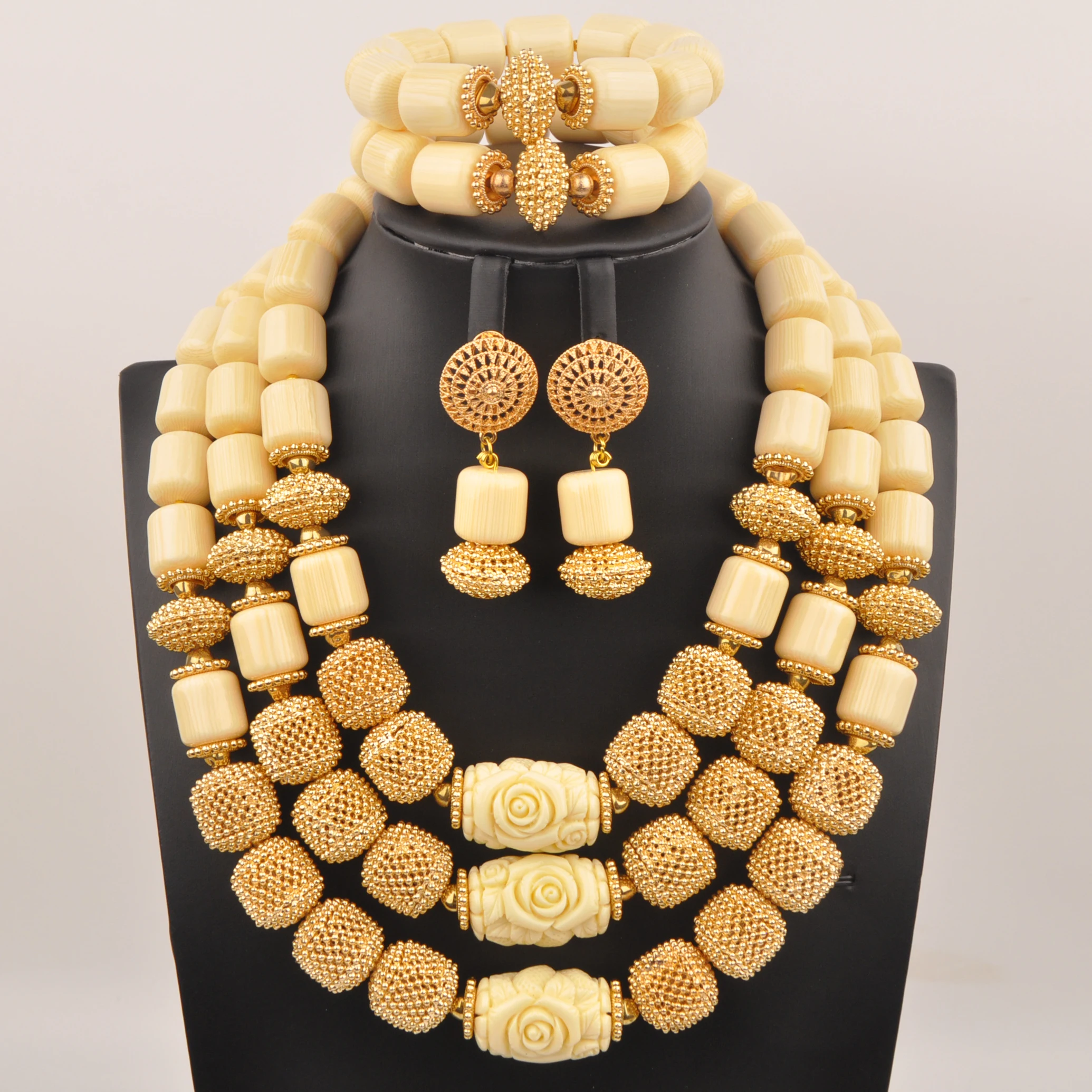 Fashion Necklace White Artificial Coral Bead African Jewelry Sets