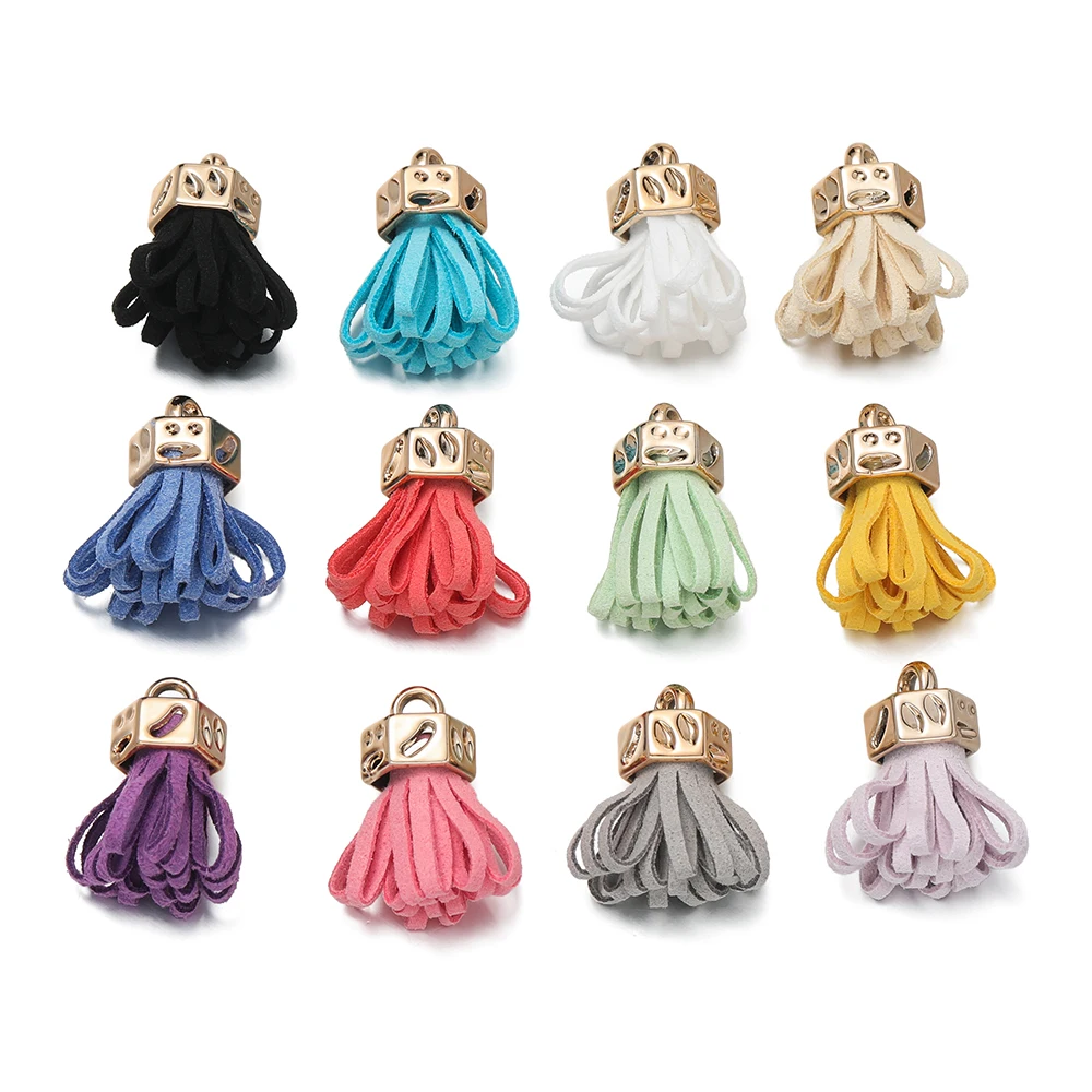 

10pcs/lot 26mm Acrylic Vintage Leather Suede Tassel Pendant For DIY Craft Jewelry Findings Earrings Accessories Keychain