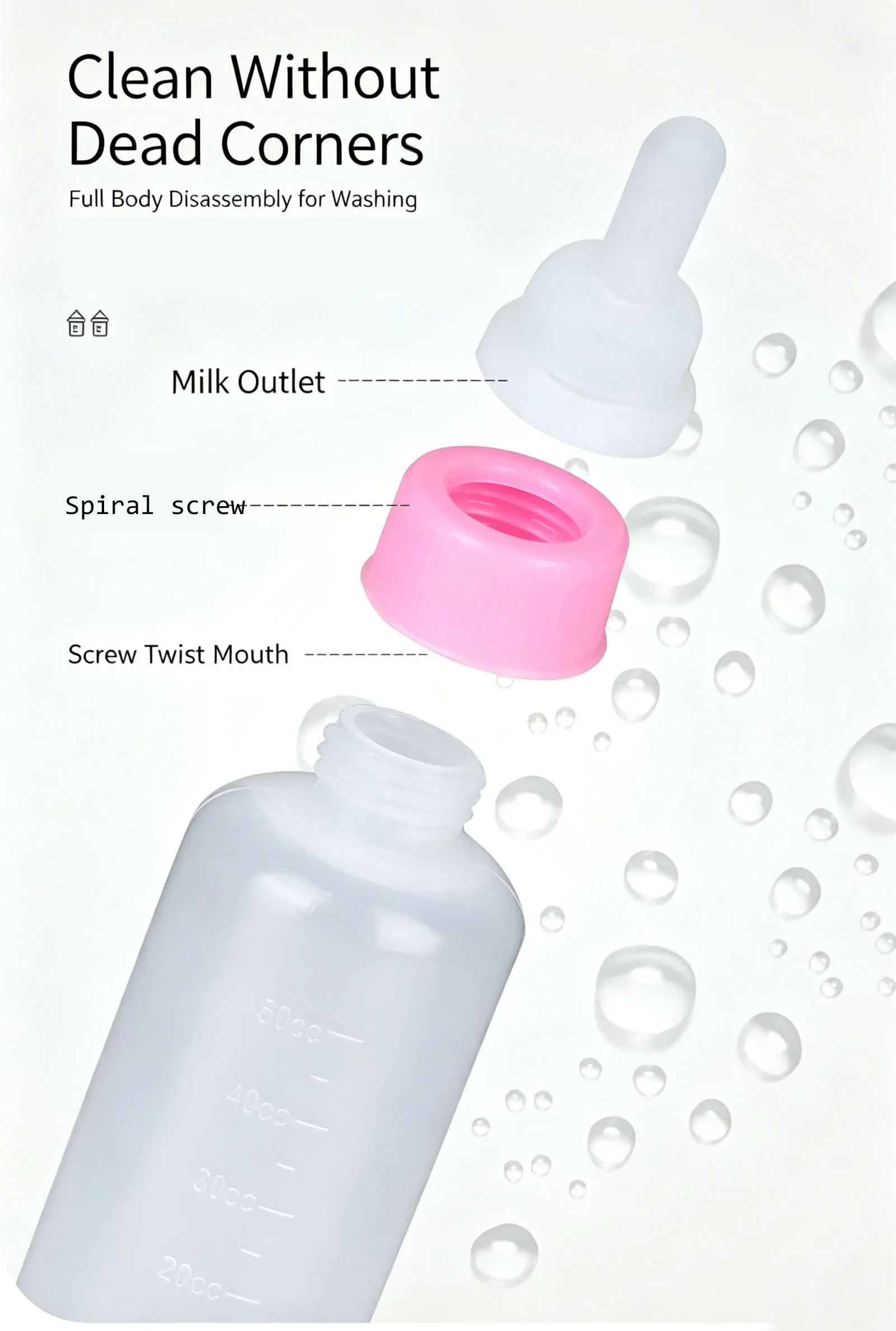 Pet Milk Bottle Feeding Set For Kitten Puppy Small Animals 60ml Soft Silicone Nipple Nursing Bottle With Cleaning Brush Replacem view 2