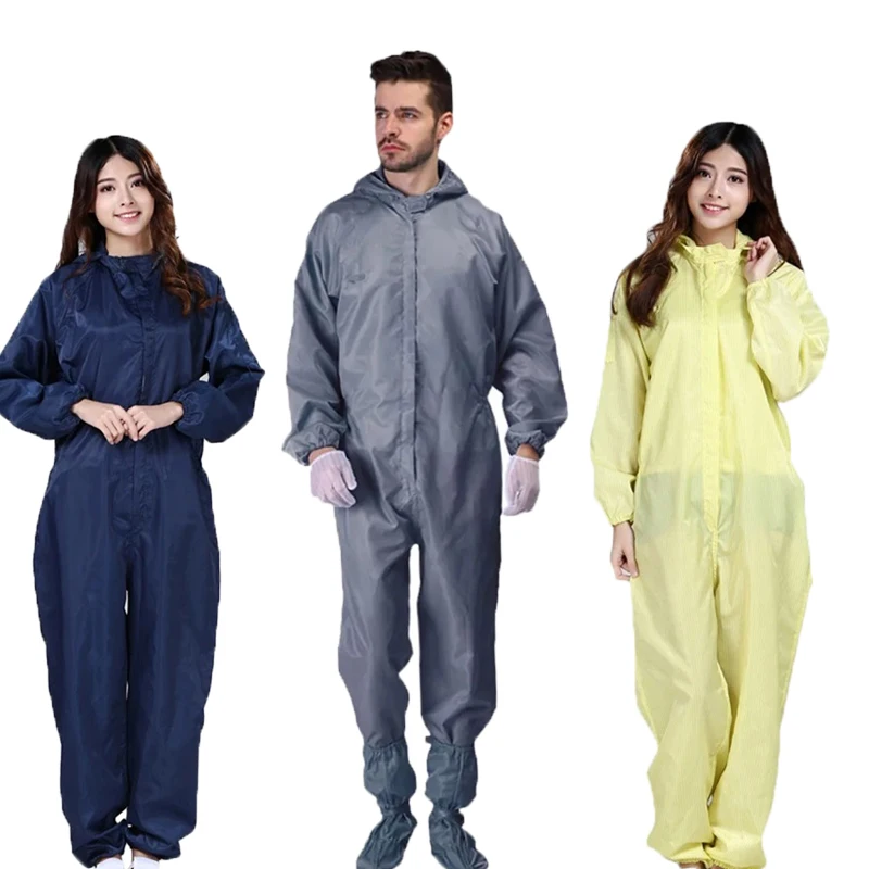 Anti-static Overalls Dust-proof Hooded Jumpsuit Factory Workshop Male Female Washable Work Clothes Protective Suit Plus Size 4xl