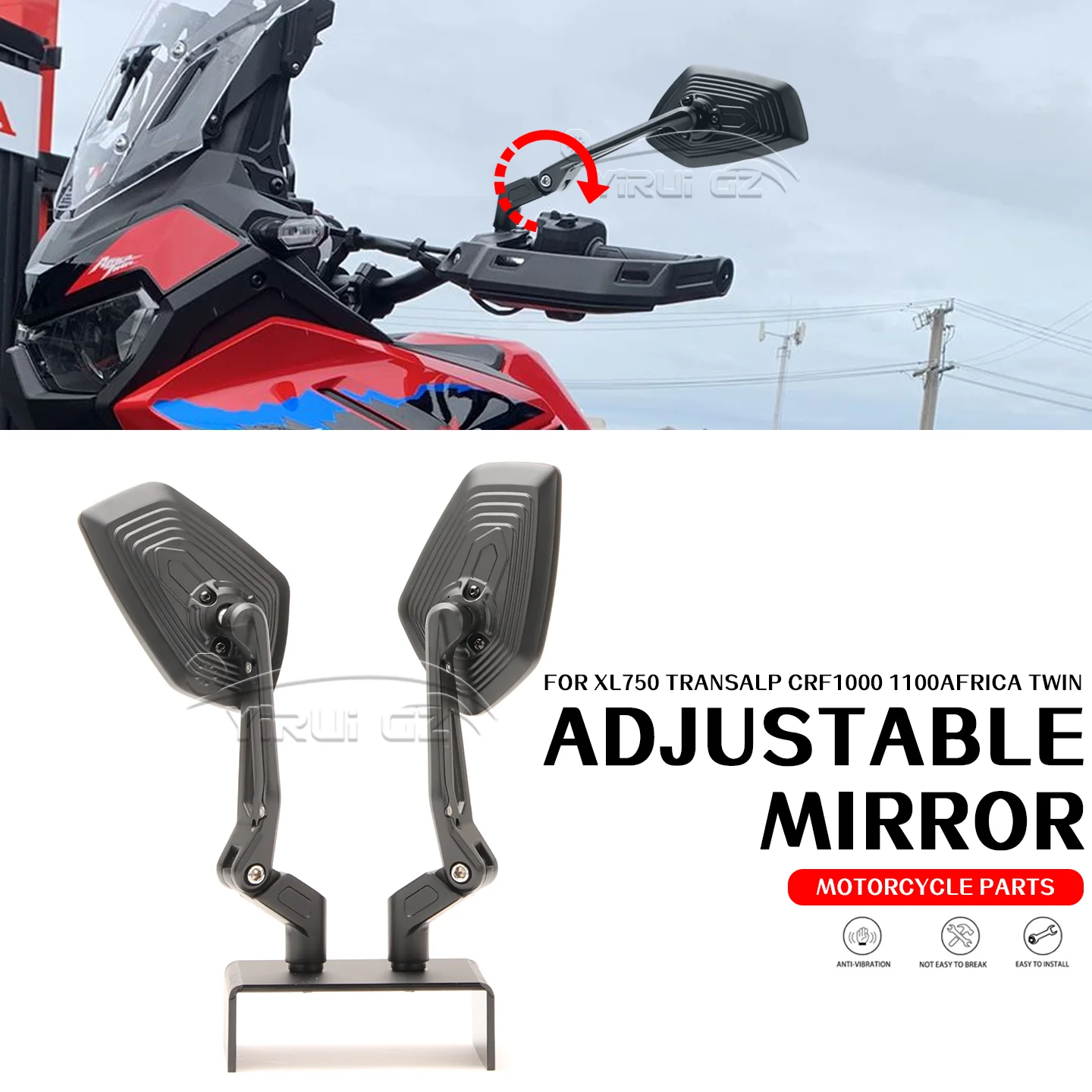 

Motorcycle Rearview Mirror For HONDA XL750 XL750 TRANSALP Aluminum Adjustable Side Rear View Mirrors CRF1000 CRF1100 AFRICA TWIN