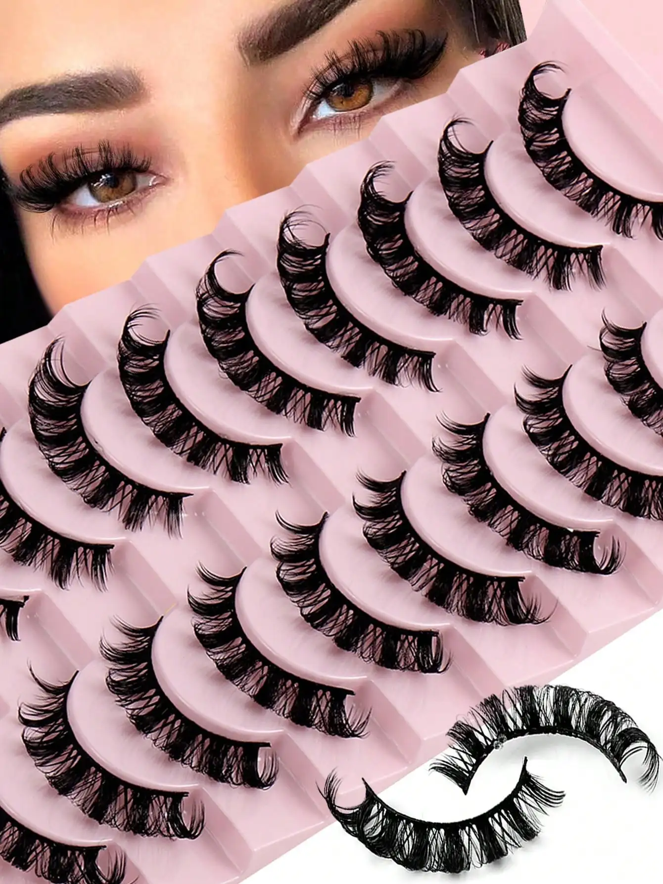Russische Wimpern 10 Paare D-Curl Faux-Nerz-Wimpern Natürliche Flauschige Dichte 3D Lange Wimpernverlängerung – Detail 1