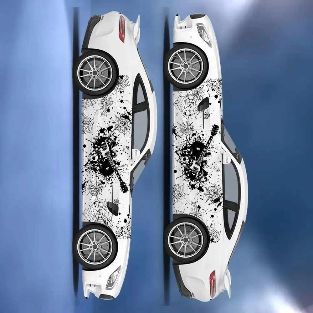 

Spider Web Guitar Black Car Vinyl Wraps Decal Self-adhesive PVC Sticker Suitable for Trucks SUV Decoration Auto Accessories Gift