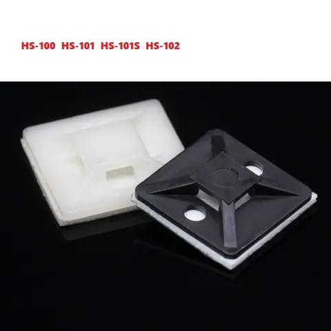 20Pcs HS 유형 나일론 케이블 클램프 자체 접착 코드 클립 마운트 와이어 타이 고정 홀더 데스크 라인 주최자 관리 화이트 블랙