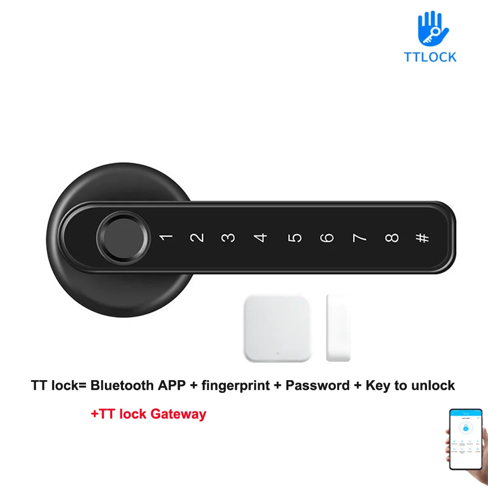 

TTLock Fingerprint Password Single Latch Lock with Gateway Remote Controlled for Home,Office Y Hotel