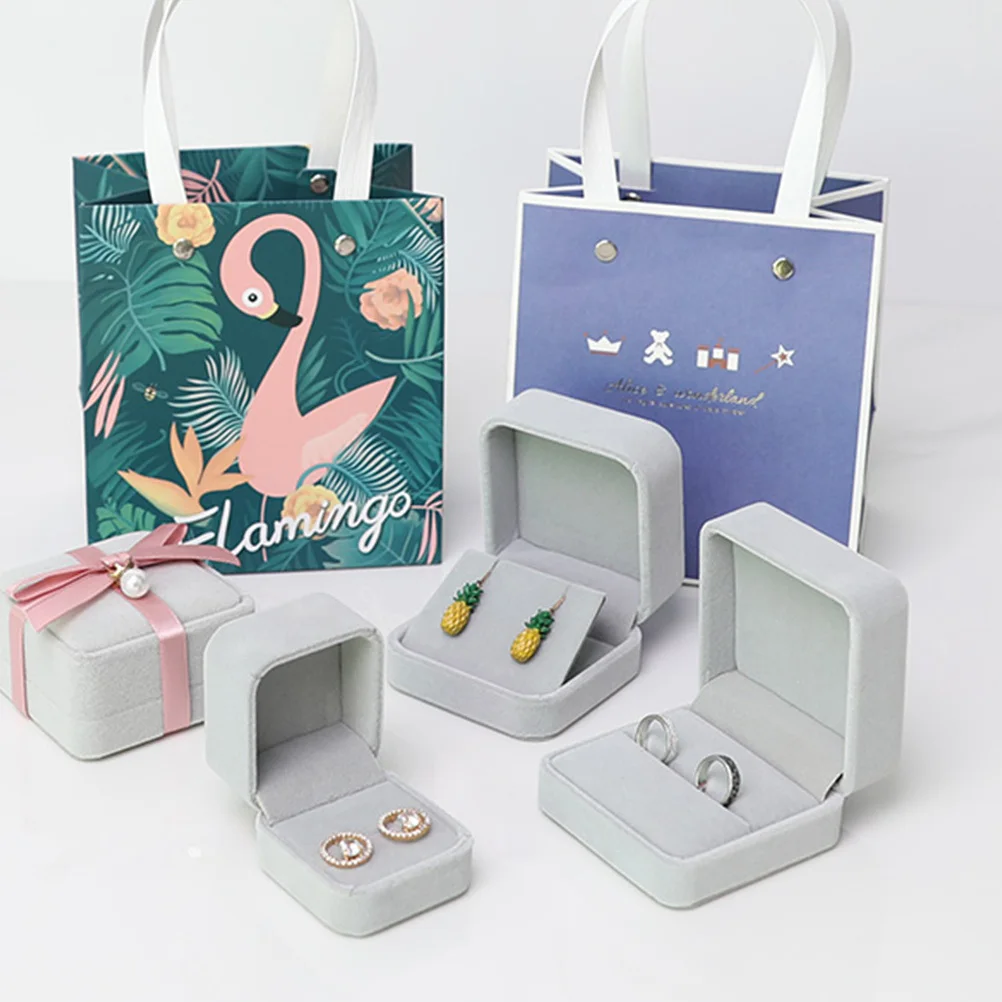 

2 шт. элегантный чехол для колец для пары, прочная коробка для хранения, модный подарок для ювелирных изделий на помолвку, серый чехол для колец для пары, шкатулка для драгоценностей