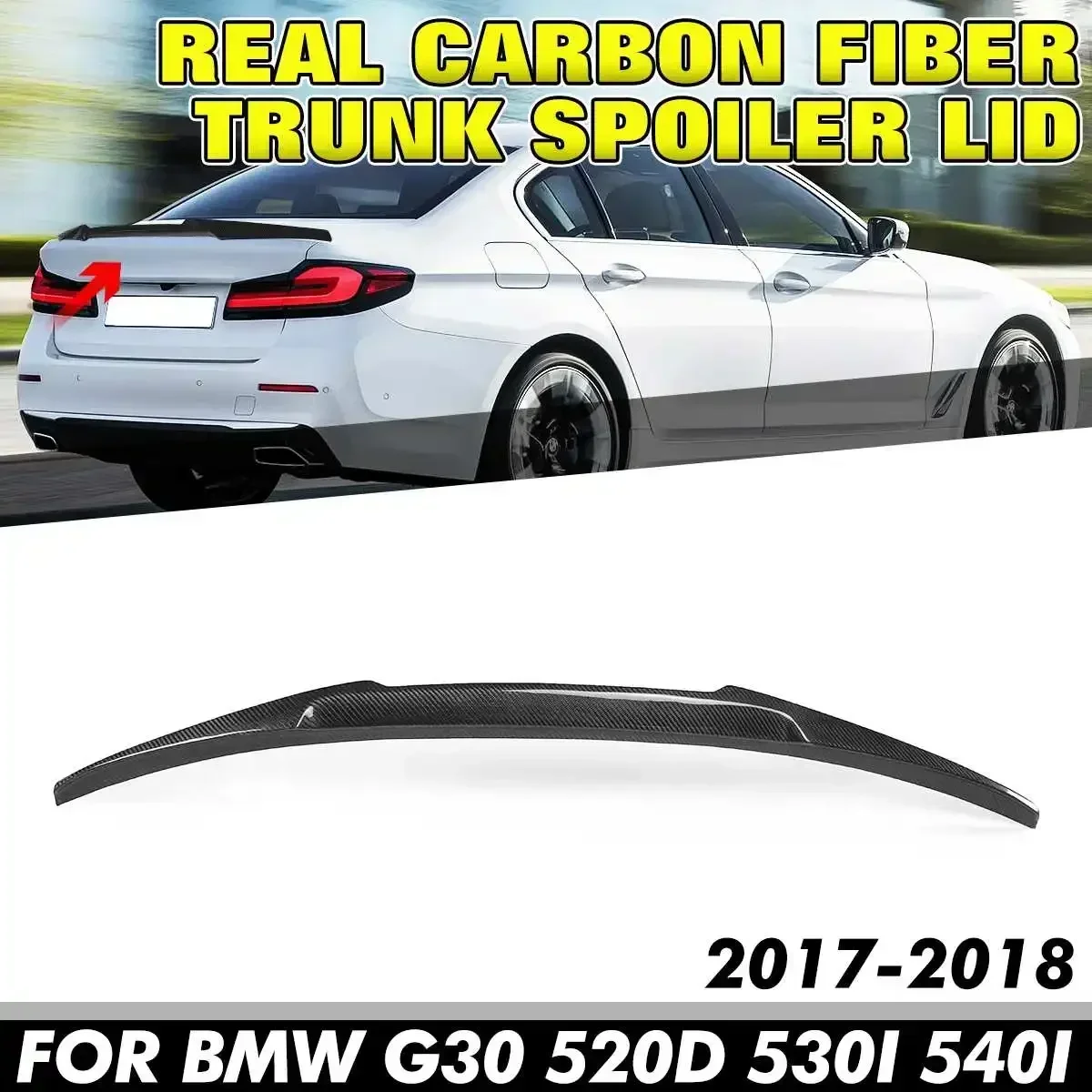 

Real Carbon Fiber Car Rear Spoiler Extension For BMW G30 520d 530i 540i 2017-2018 V Style Rear Trunk Spoiler Lip Wing Body Kit