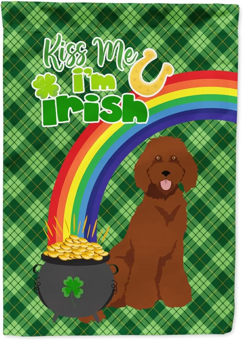 Caroline's Treasures WDK4879GF Standard Red Poodle St. Patrick's Day Garden Flag Mailbox Flag Decorative Yard Flag Banne