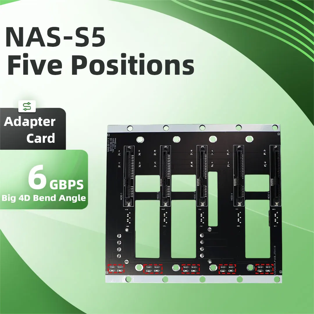 ADT-Link Big 4D Corner Power Supply Five Bay SATA Hard Drive Backplane NAS Chassis Adapter Board 6G/bps Storage Server Backplane