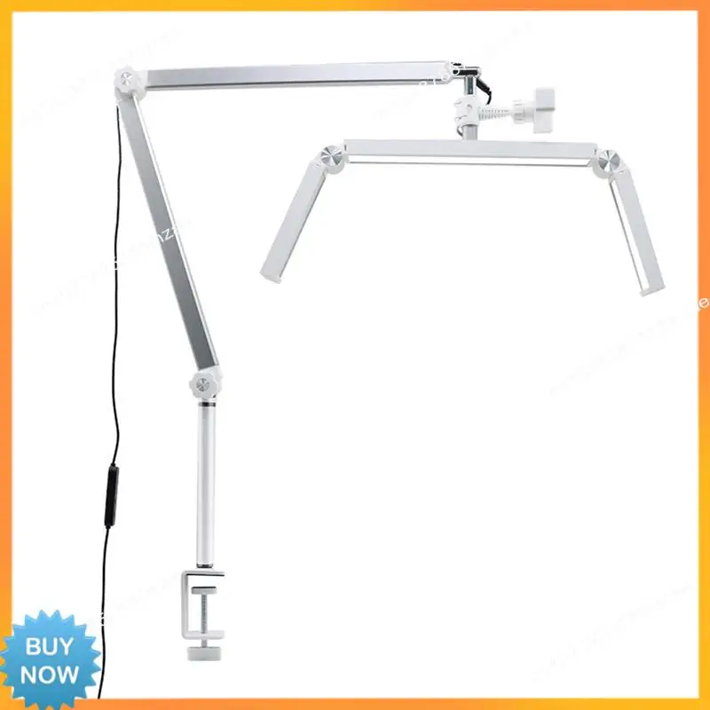 

A10R 30W Professional Eyelash Lamp 26-Inch Folding Cantilever Half-Moon Lamp With Desktop Clamp And Remote Control US Plug