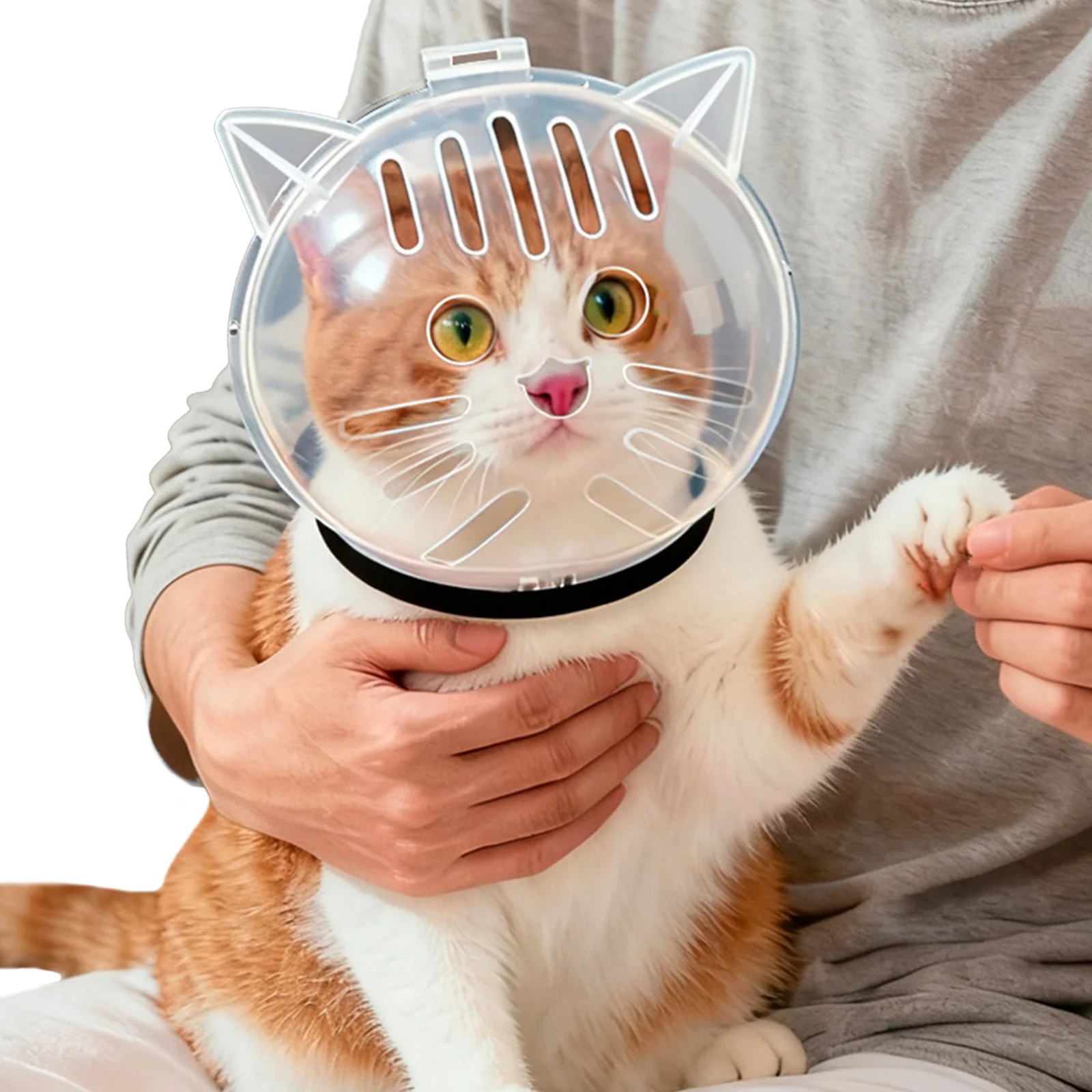 

Cat Helmet Transparent Kitten Astronaut Helmet Face Mask Hood Cat Mouth Cover for Grooming Bathing Shaving & Nail Trimming