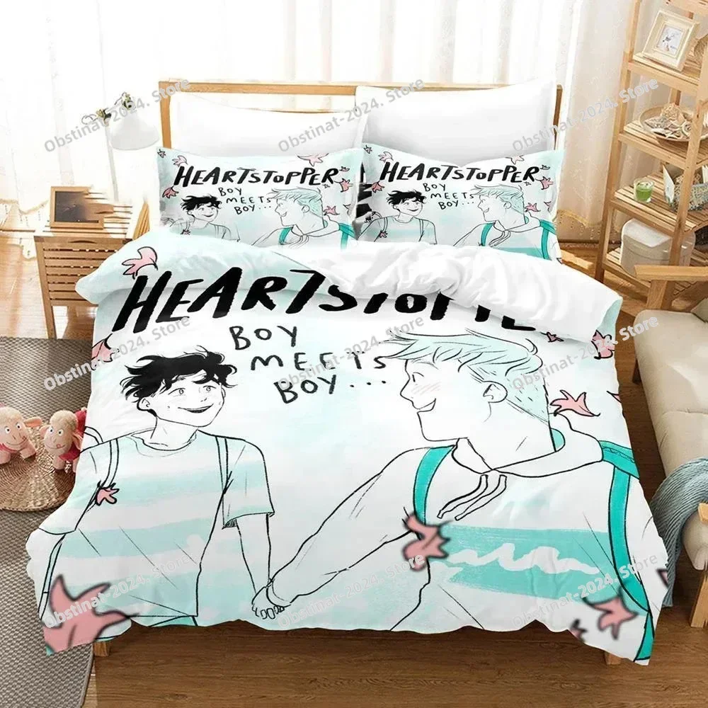 

Heartstopper Bedding Set Printed Bed Set With Pillowcase Bed Duvet Cover Soft Single Double Queen Super King Size Home Textile