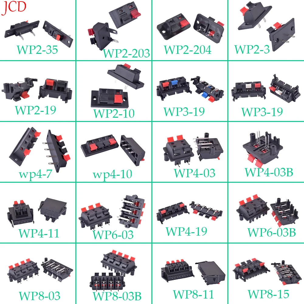 1Pcs2/3 4 6 8 Position Connector Terminal Push in Socket Load Spring Audio Speaker Terminal Plug Socket Clip LED Aging Test Clip