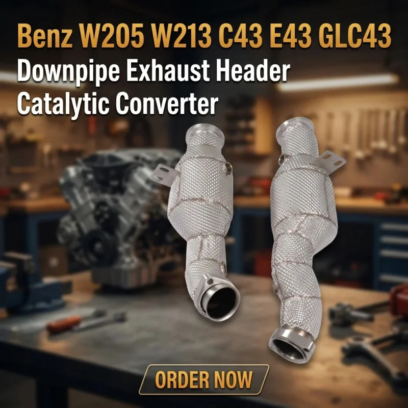 Custom Downpipe Exhaust Head for Mercedes Benz W205 W213 C43 E43 GLC43 E400 3.0T High Flow Insulated Exhaust Pipes Power Upgrade