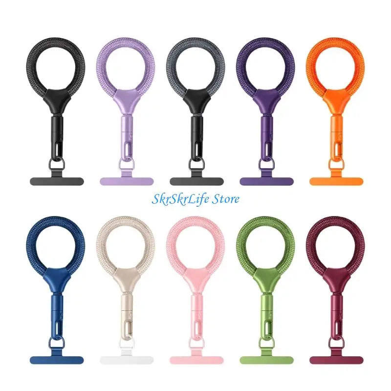 E65E Short 10Cm Phone Finger Strap With Not Slip Metal Adjuster & 360 Degree Rotating Lock Suitable for Secure Hand Use
