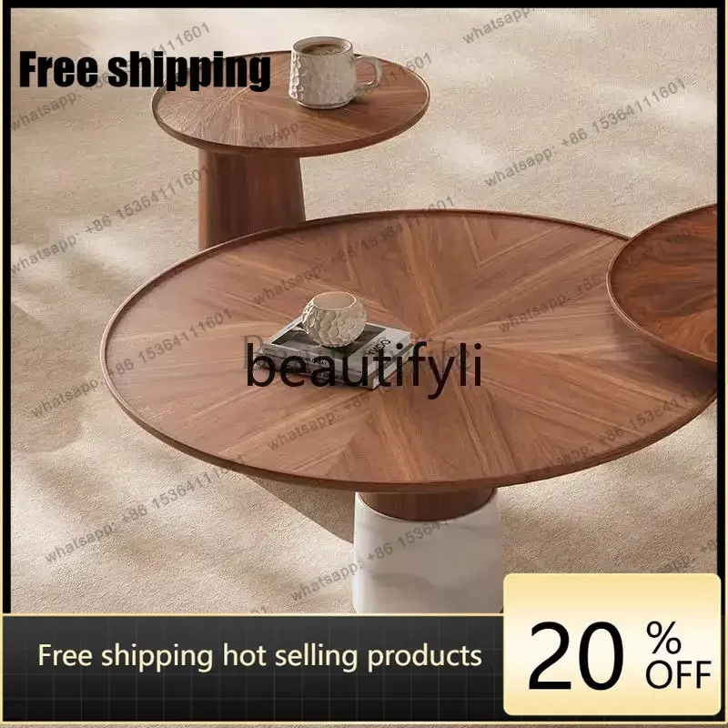 Factory CustomizationMedieval solid wood coffee table household small apartment sofa edge, black walnut veneer tea table living