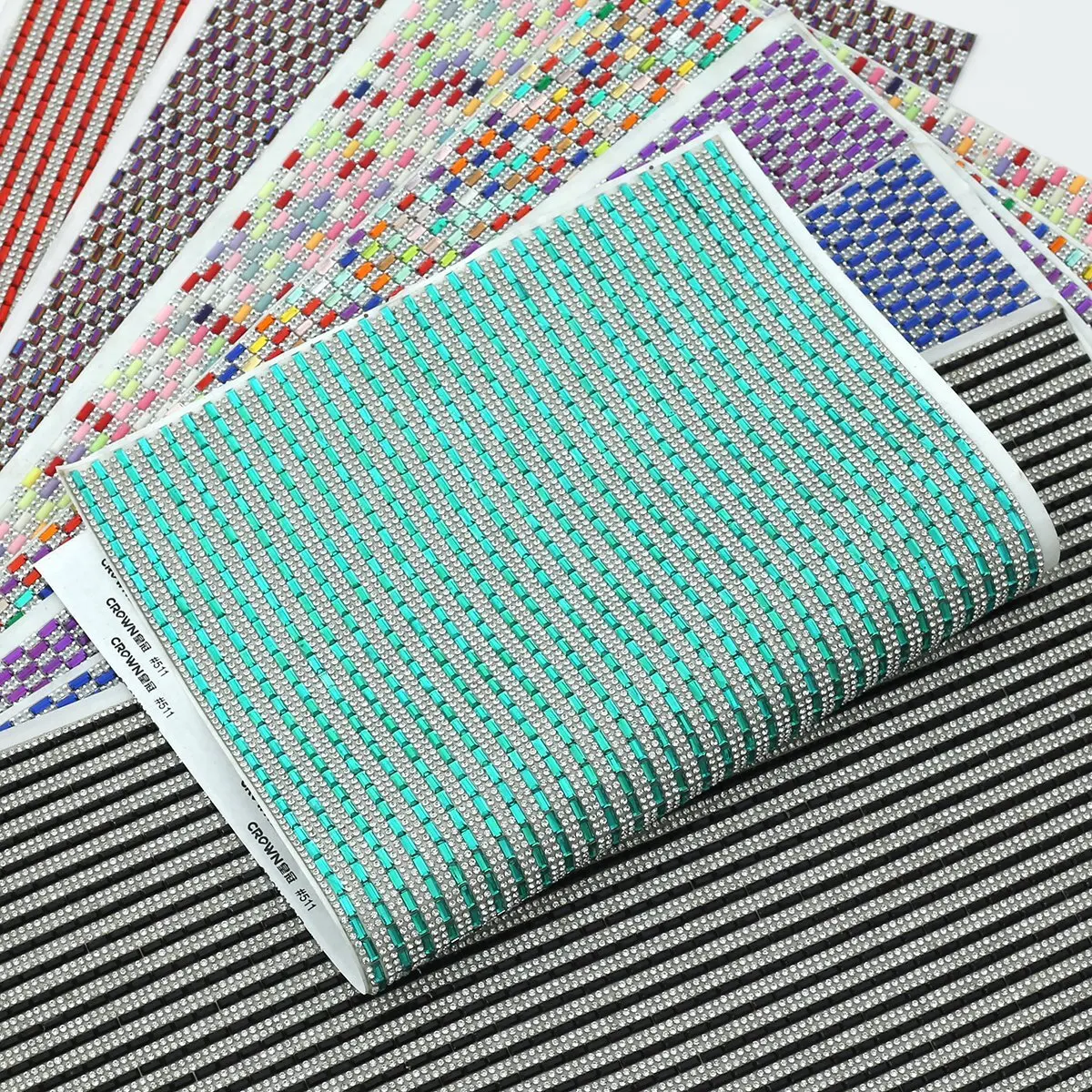 

New Style Adhesive Long Strip Glass Rhinestone Sticker DIY Handmade Sparkling Rhinestones Sheet For Shoe Bag Accessories