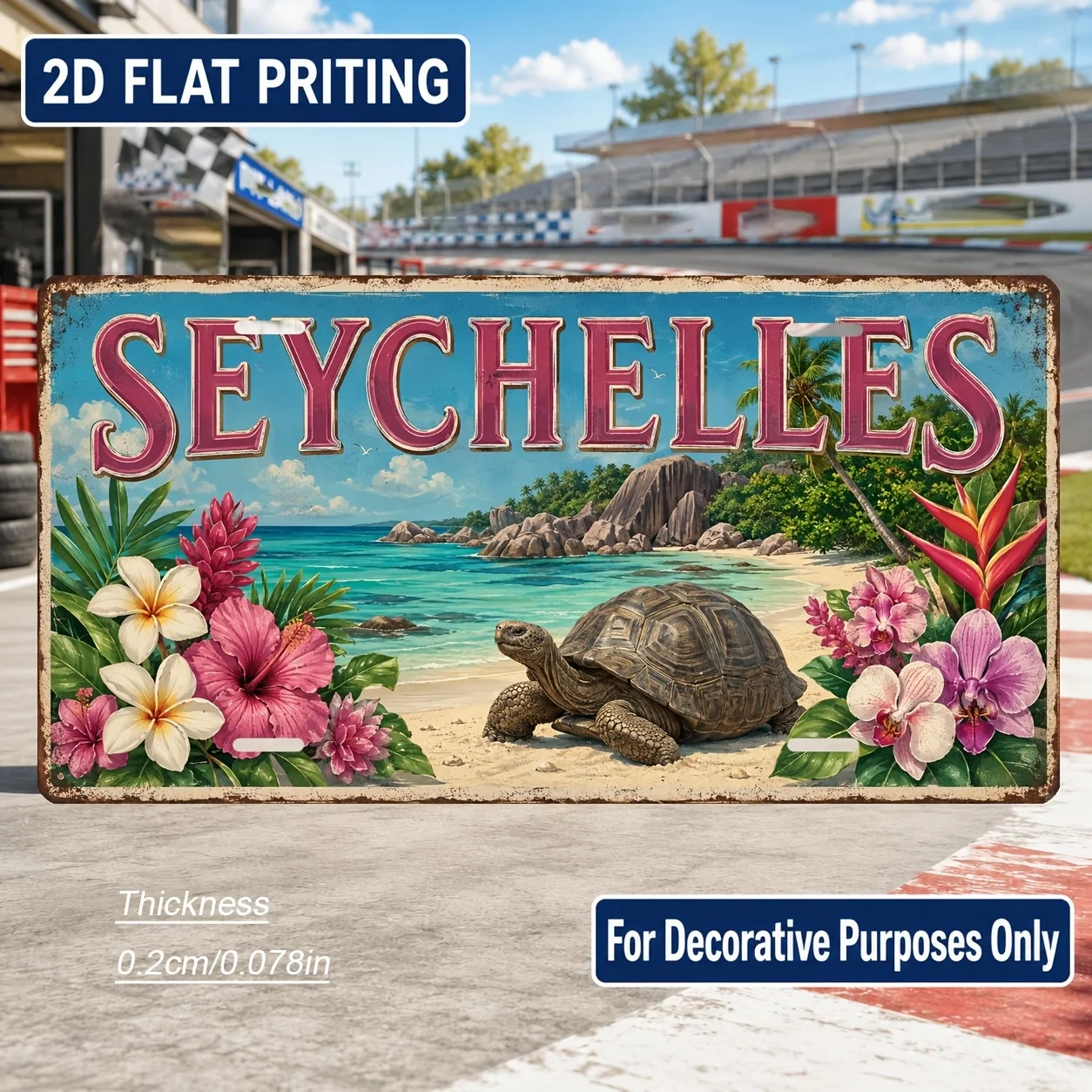 2D Flat, [2D Flat] 2D Flat, 1pc, Seychelles-themed Vintage Sign, for Decorative Use Only, Home Decor, Birthday Gift, Vintage