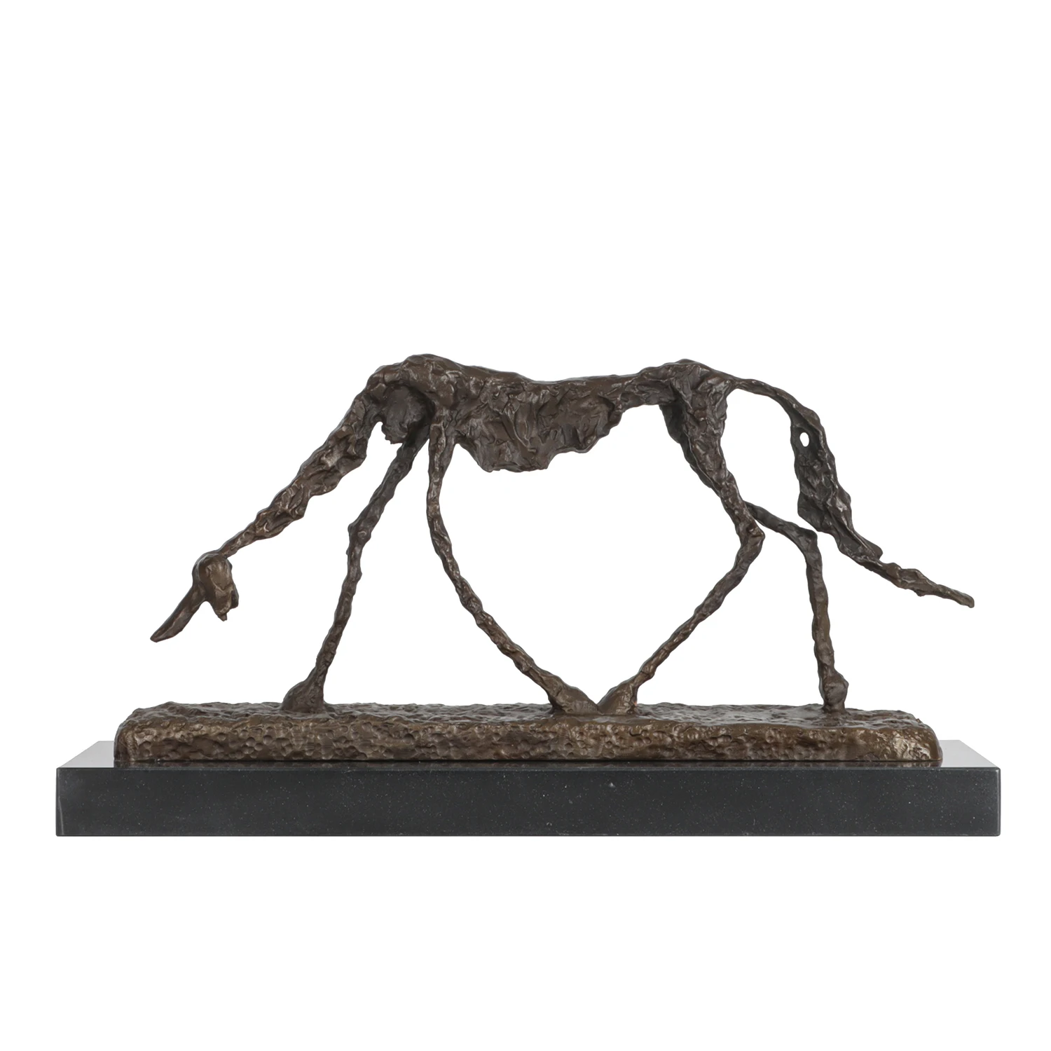 38cm Bronze Giacometti's Abstract Dog Statue Famous Sculpture Marble Base Collection Art Home Decor