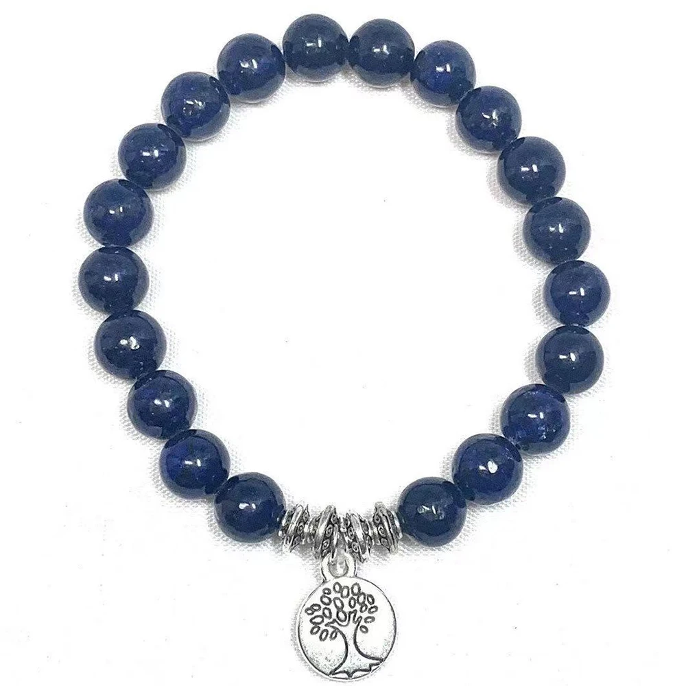 MG2157 On Sale 8 MM Lapis Lazuli Tree Of Life Bracelet Fashion Womens Gemstone Stress Relief Wrist Yoga Mala