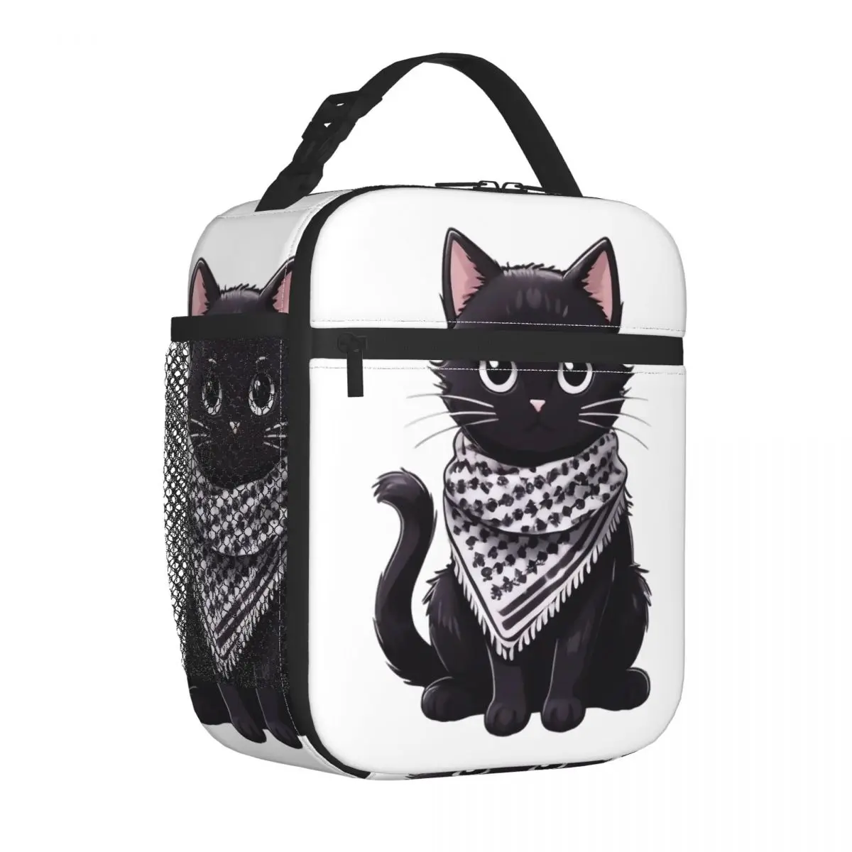 

Милый кот в термоизолированных пакетах для обеда Keffiyeh для школы, многоразовая коробка для бенто, мужская и женская термохолодильник, коробка для еды