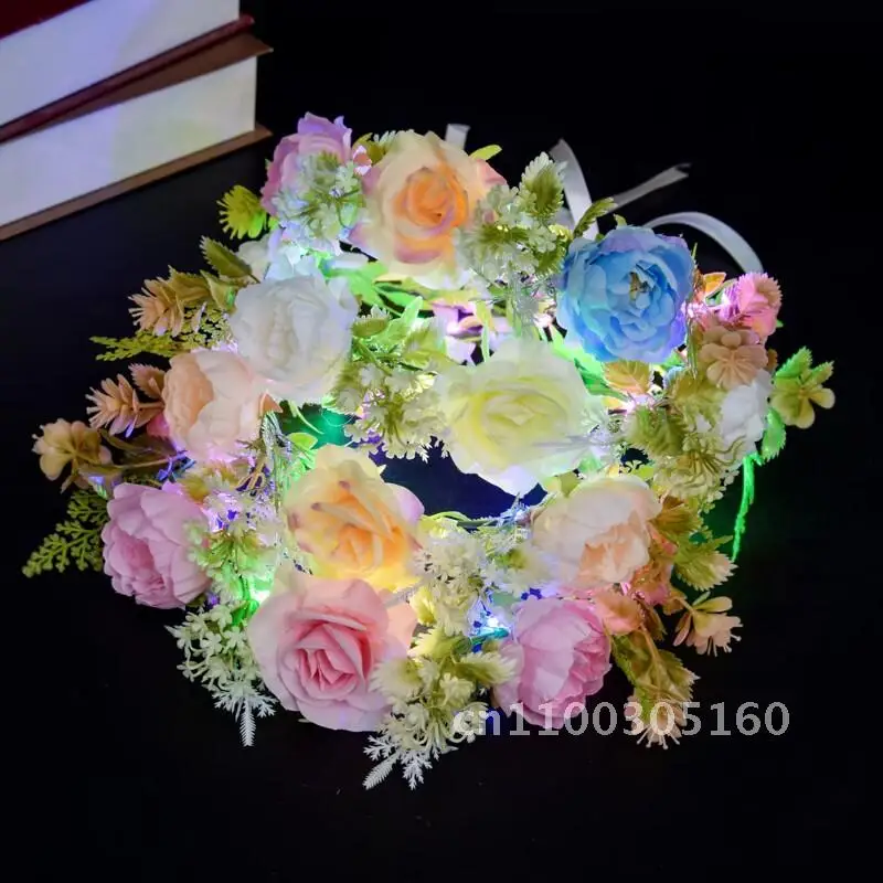 

New luminous flower wreath for children, adult princess, sparkling headpiece for Christmas photography, fairy sparkling flower w