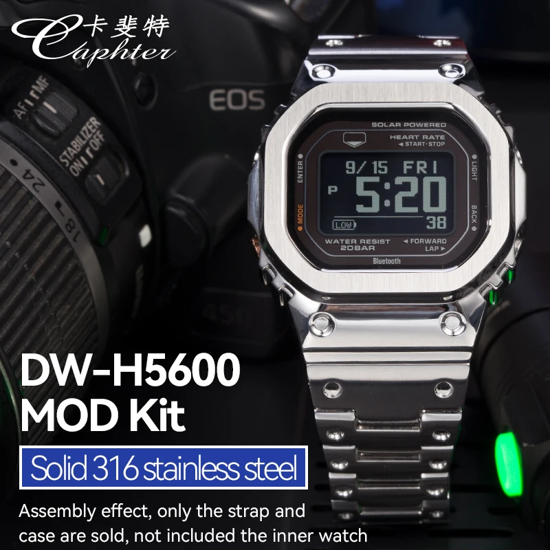 MOD Kit Metal Watch Case Bezel Band Strap 316 Stainless Steel Bracelet Compatible with Casio Men's For G-SHOCK DW-H5600