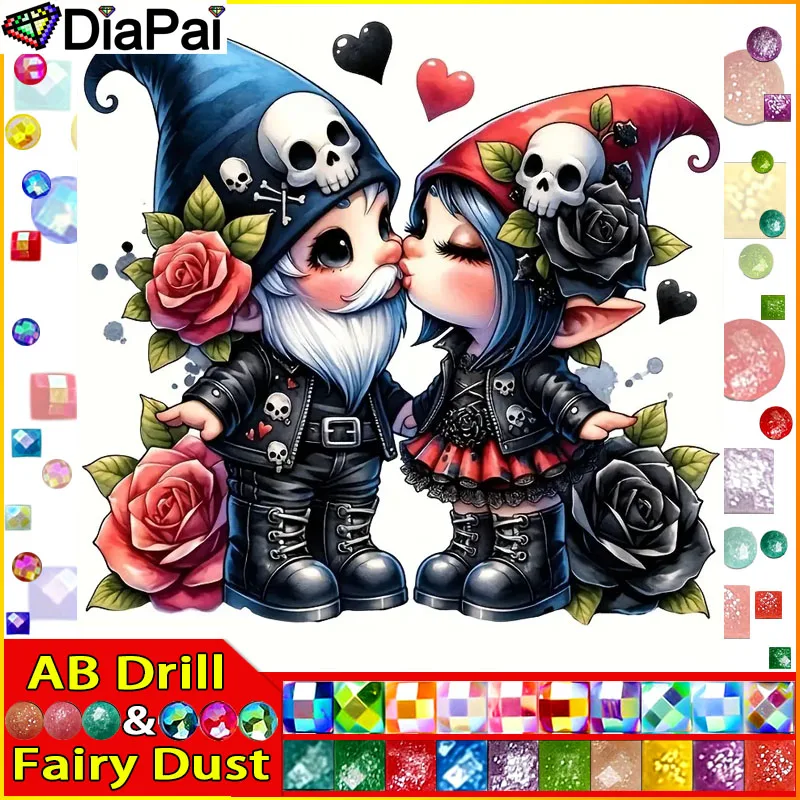 DiaPai Fairy Dust AB Diamantgemälde voller quadratischer/runder Diamant „Zwergpaar“, Muster, Stickerei, 5D-Strassgemälde