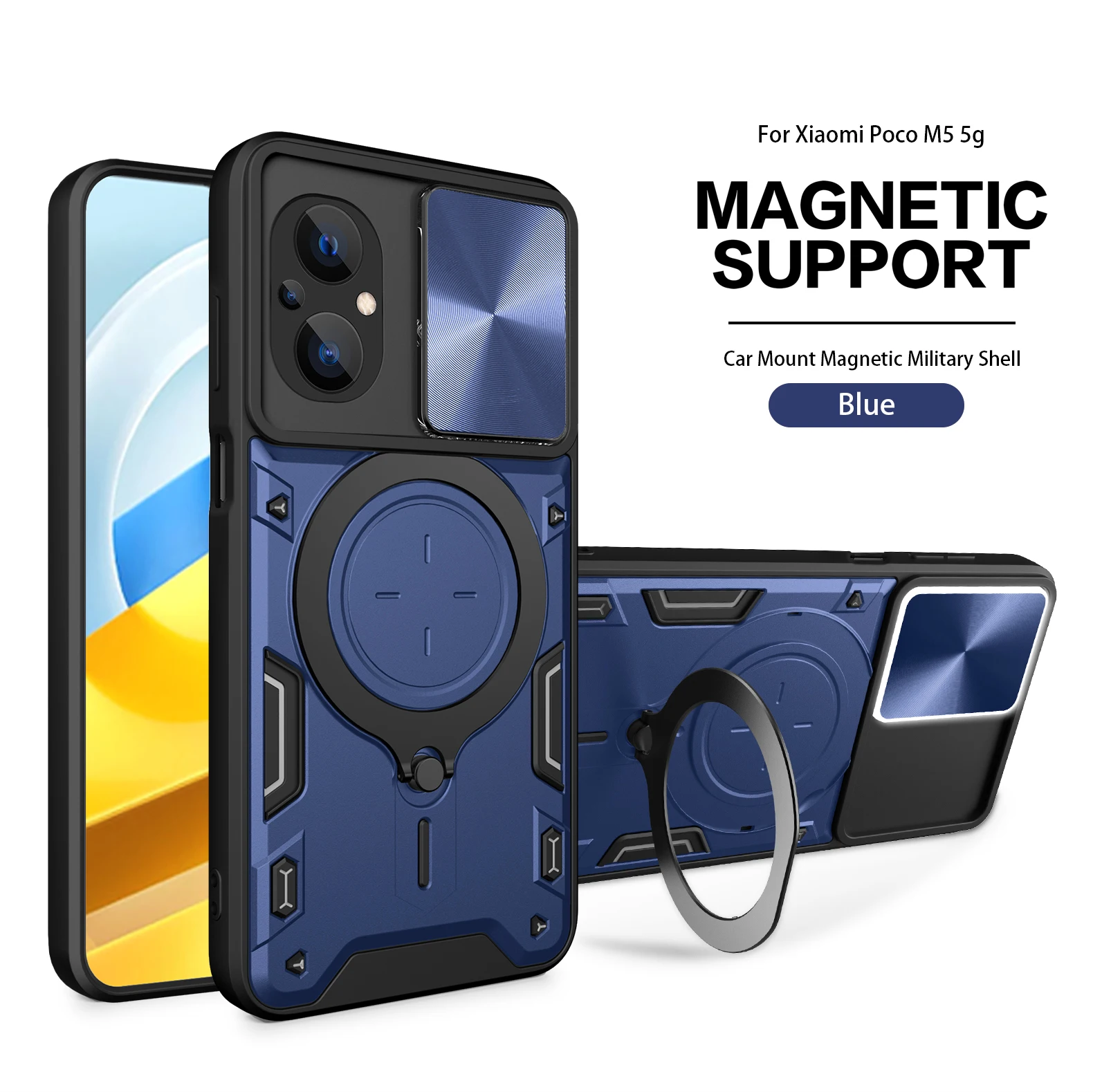 For Xiaomi PocoF5PRO 5G 11T 12T Pro Poco M5 M4 M3 M5s Case Holder Camera Redmi 9T K60Pro Note10 Ring Stand Armor Kickstand Cover