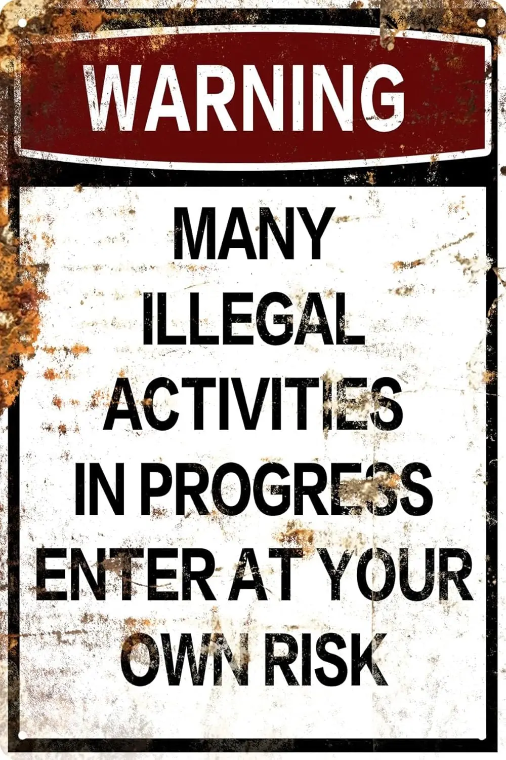 Warning Many Activities In Progress Enter At Your Own Risk Signs Metal Tin Sign Funny Wall Art Decor Home Decor Room Door Access