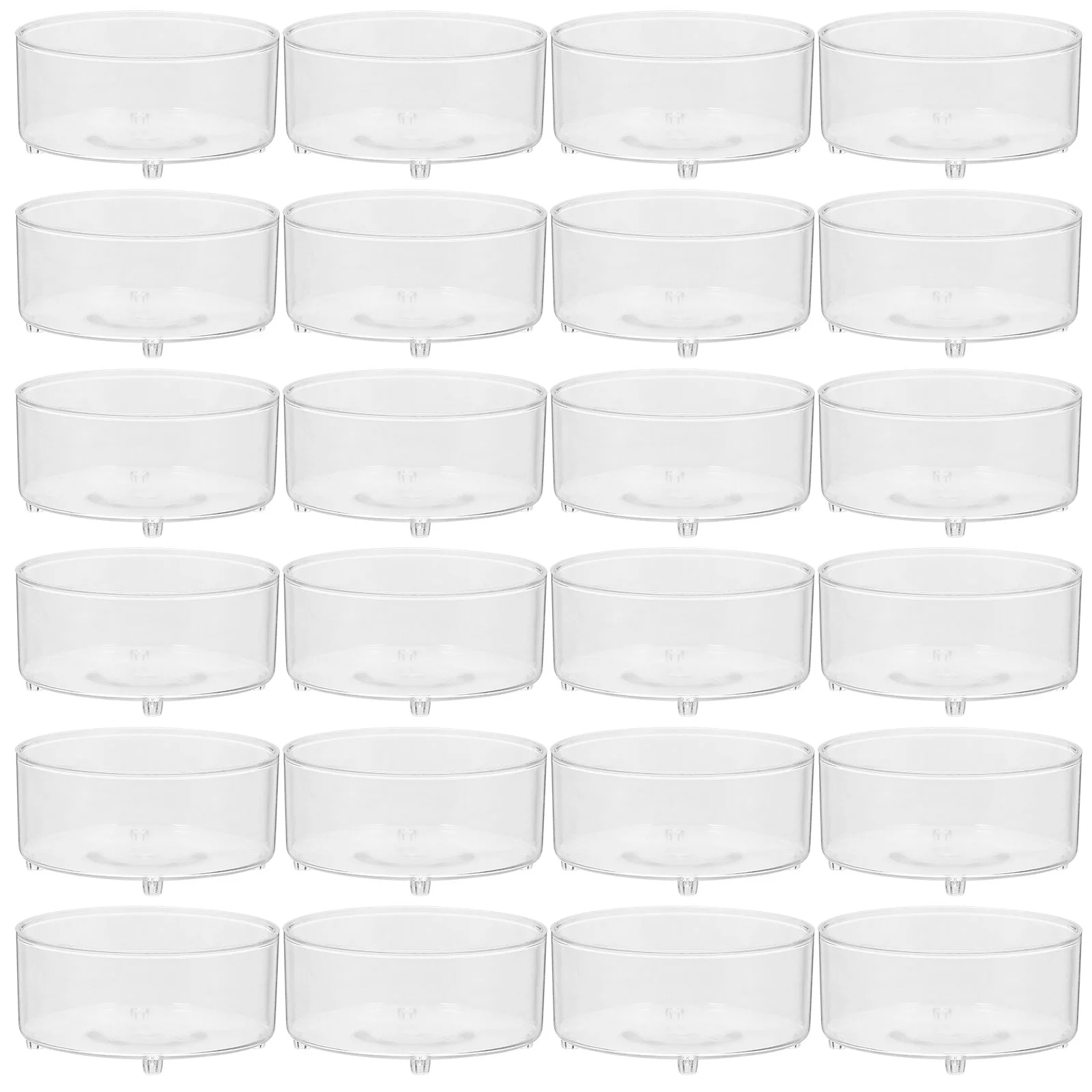 100 Pcs Cylinder Container Mini Tea Lights LED Floating Candles Cups Empty Column Holders Clear