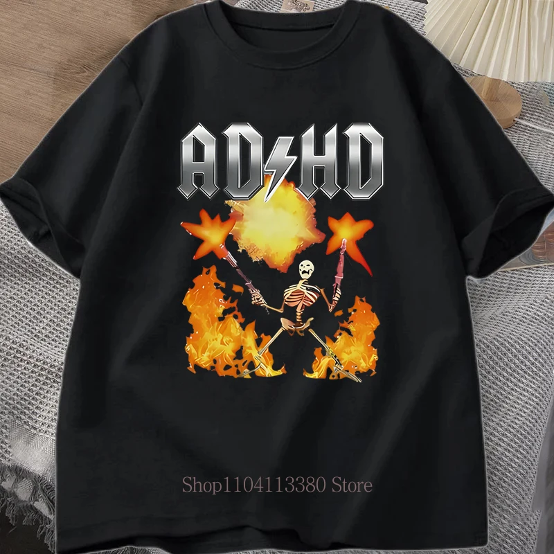 

ADHD Graphic Print T-shirt Summer Casual Funny Fashion Women Men Short Sleeve Tops Vintage Y2K Oversize O-Neck T-shirts Unisex