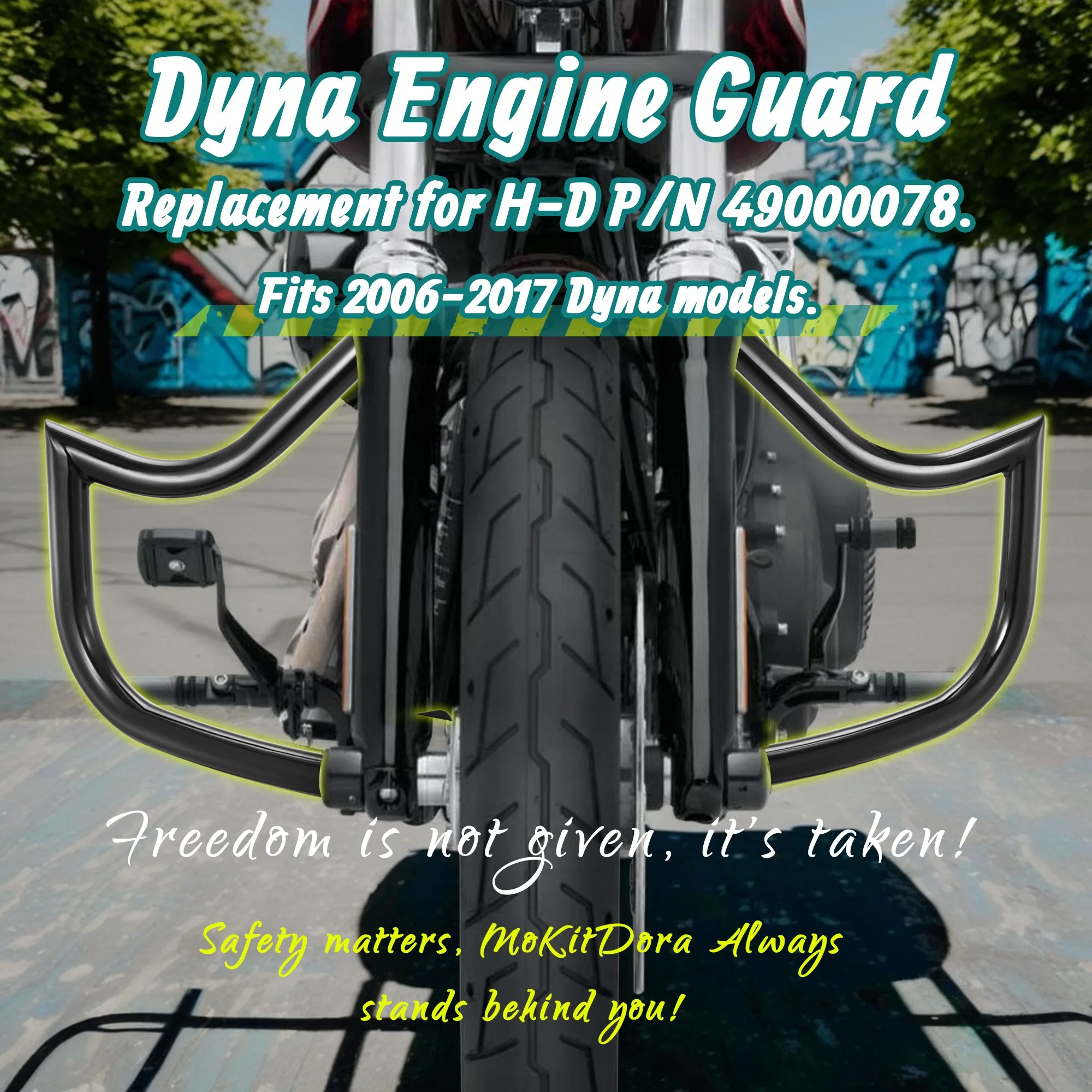 다이나 엔진 가드 미스훅 하이웨이 크래시 바 1.25인치 팻바이크용 (할리 2006-2017 스트리트 밥 FXDB 팻밥 FXDF 로우 라이더 FXDL FXDWG)