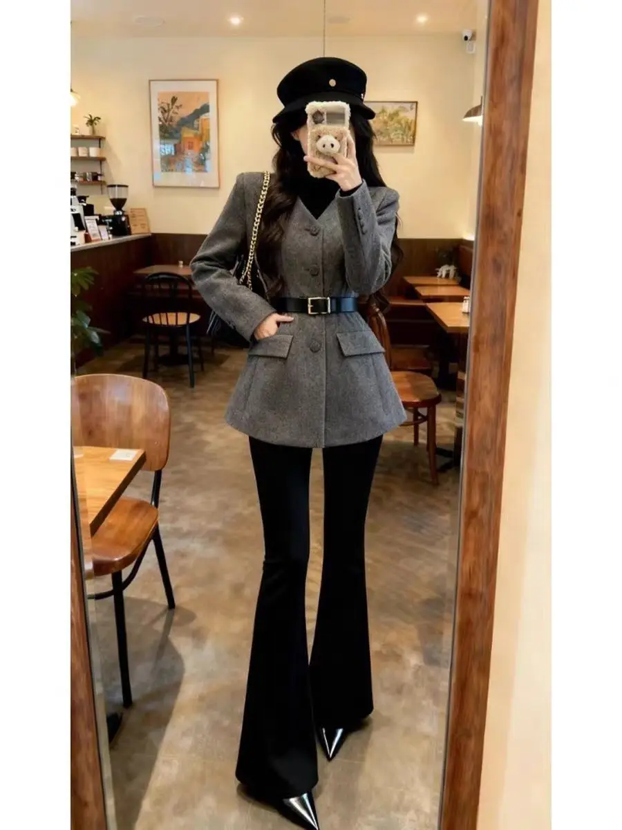 

Костюм Ele ey Jaet, весенне-зимний модный уникальный красивый топ, женский двубортный топ-стойка, длинная верхняя одежда све