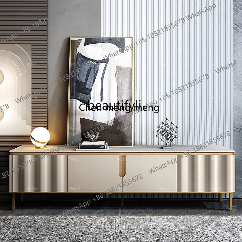 جديد وصول ضوء فاخر روك بلاطة تلفزيون خزانة طاولة القهوة مزيج غرفة المعيشة خزانة خشبية صلبة نموذج غرفة خزانة أرضية