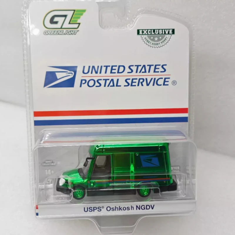 

GreenLight литой под давлением масштаб 1:64 USPS Oshkosh почтовый сервис гальваническое покрытие зеленый сплав модель автомобиля мальчик подарок игрушки