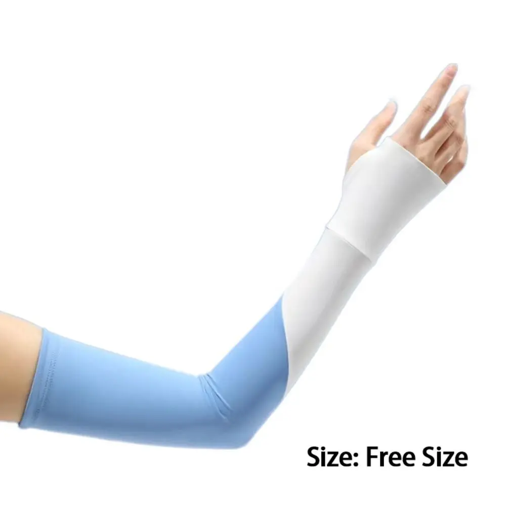 High Quality Ice Silk Arm Sleeves Sun Protection Breathable Elbow Cover Anti-UV Fingerless Gloves Cycling Driving Running