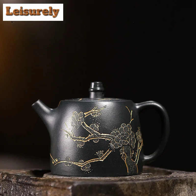 

200ml Handmade Yixing Purple Clay Teapots Handmade Han Duo Pot Raw Ore Clivia Mud Kettle Chinese Zisha Tea Set Collection Craft