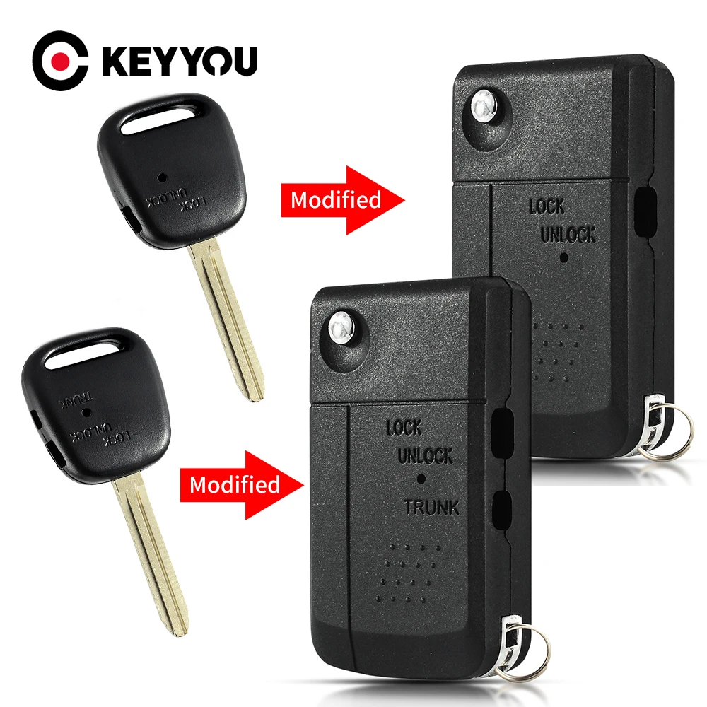 

KEYYOU 1/2 Side Buttons Replacement Fob Remote Key Shell Car TOY43 Case For Toyota Carina Estima Harrier Previa Corolla Celica