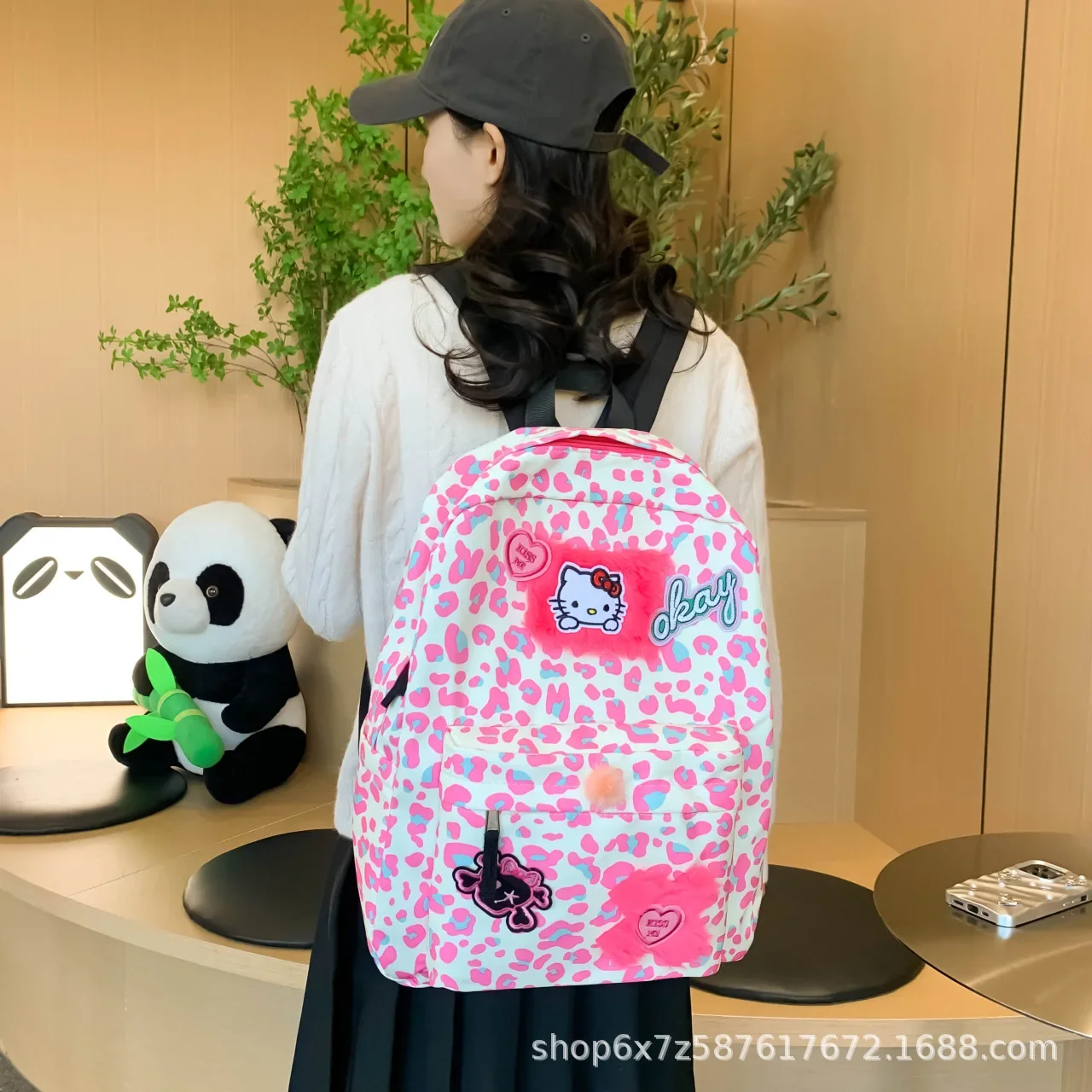 حقيبة ظهر Y2K للأطفال حقيبة مدرسية على شكل قلب للفتيات اللطيفة حقيبة سفر ترفيهية من قماش أكسفورد بسعة كبيرة